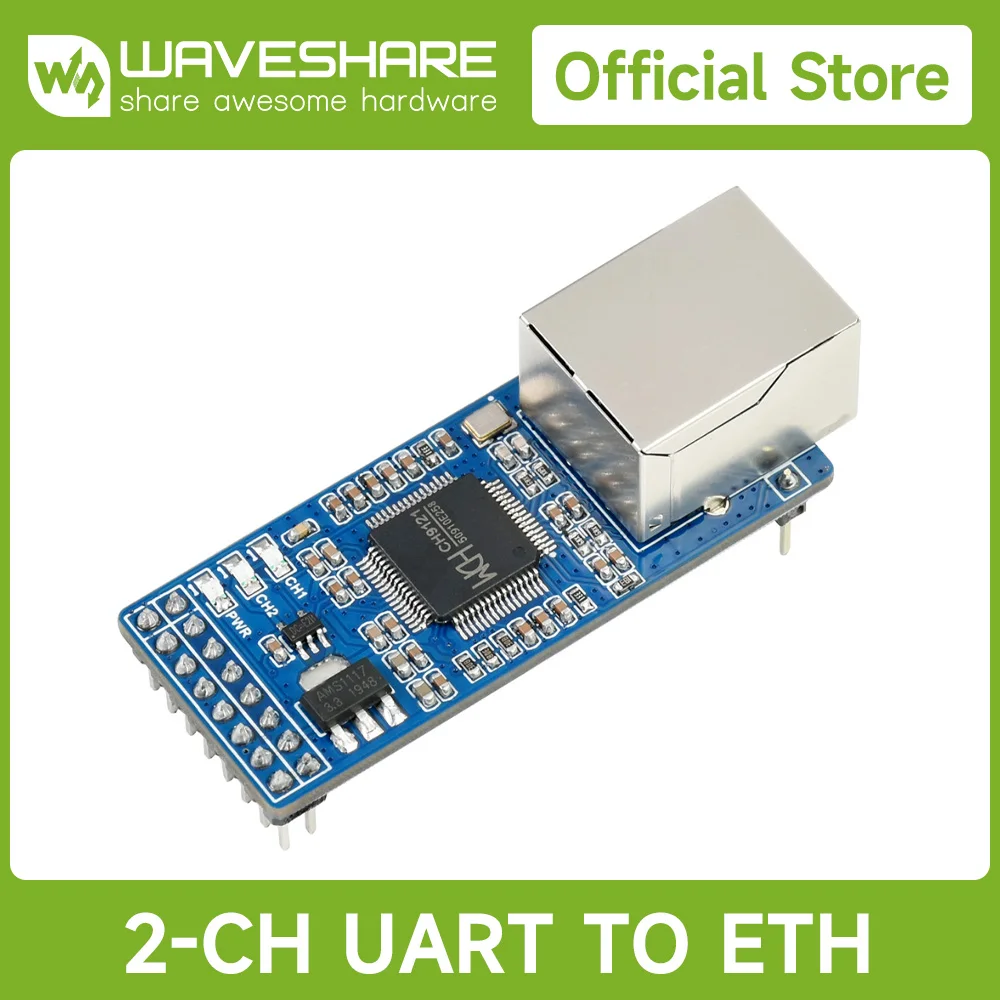 

Waveshare 2-CH UART To Ethernet Converter,Serial Port Transparent Transmission Module,Control Interface Supports Raspberry Pi