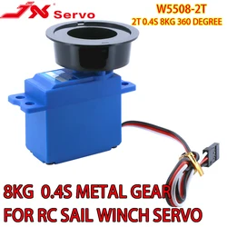 JX W5508-2T 8KG 2Turns 0.4Sec High Speed Sail Winch Servo Metal Gear Standard Steer Gear For Rc Yarcht Boat Kingmax SW5508-2MA