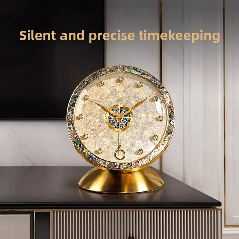 Shell Table Clock Luxury Silent Desk Clock Handmade Non - Oxidation Anti - Slip Ornament For Living Room Bedroom Table Decor