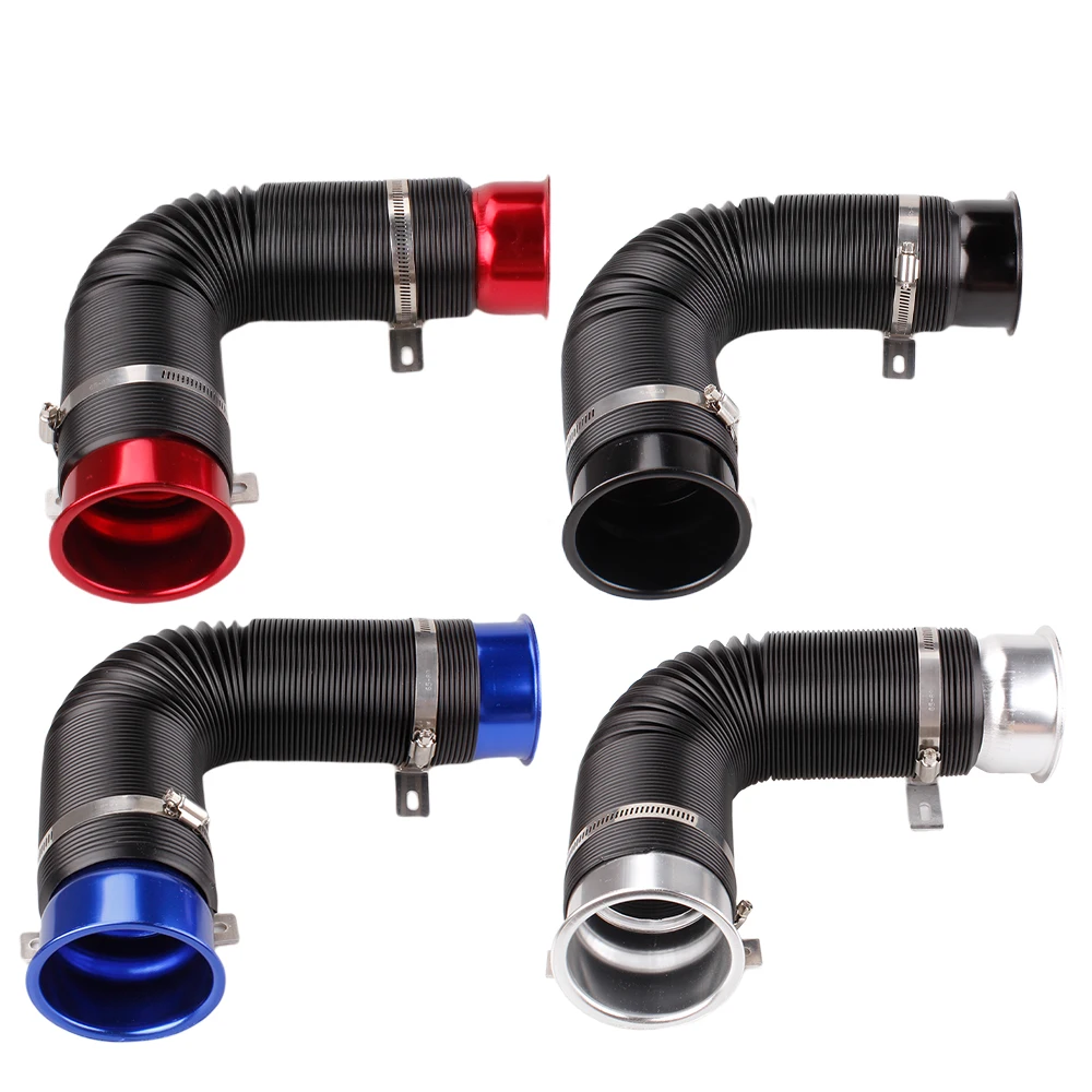 RASTP-Universal 76MM Car Cold Air Turbo Intake Inlet  Pipe Adjustable Flexible Duct Tube Hose Cold Feed Duct Pipe RS-BOV090