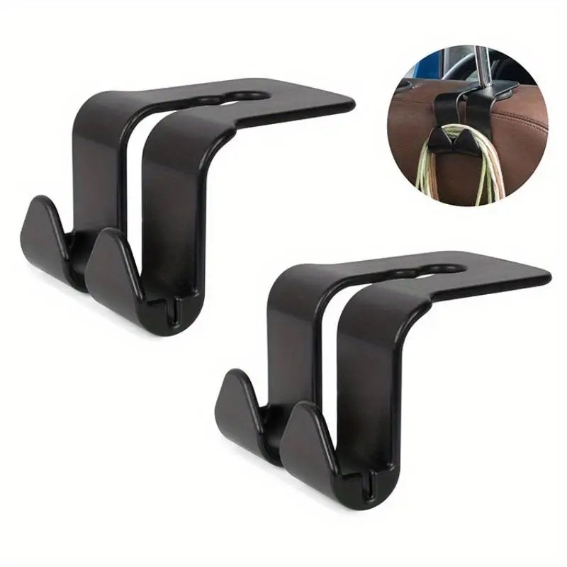 2pcs Heavy Duty Car Seat Back Hooks Versatile Double Storage Hooks for Convenient Space Saving Car Organization Perfect for