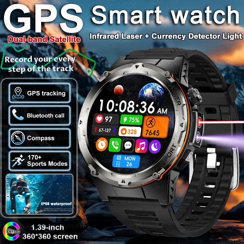 

2025 НОВЫЕ GPS Смарт-часы Мужские водонепроницаемые часы Компас Высотомер Барометрический NFC Bluetooth-браслет для звонков Мужской