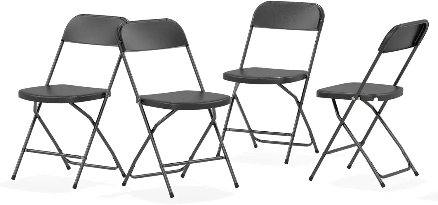 Folding Chairs Plastic Outdoor 650LB Weight Limit (Black/White,4 -20 Pack)