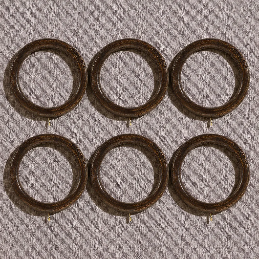 

6pcs Wooden Curtain Rings Natural Wood Drapery Rod Rings No Tool Installation Decorative Clips For Home Window Treatment Supply
