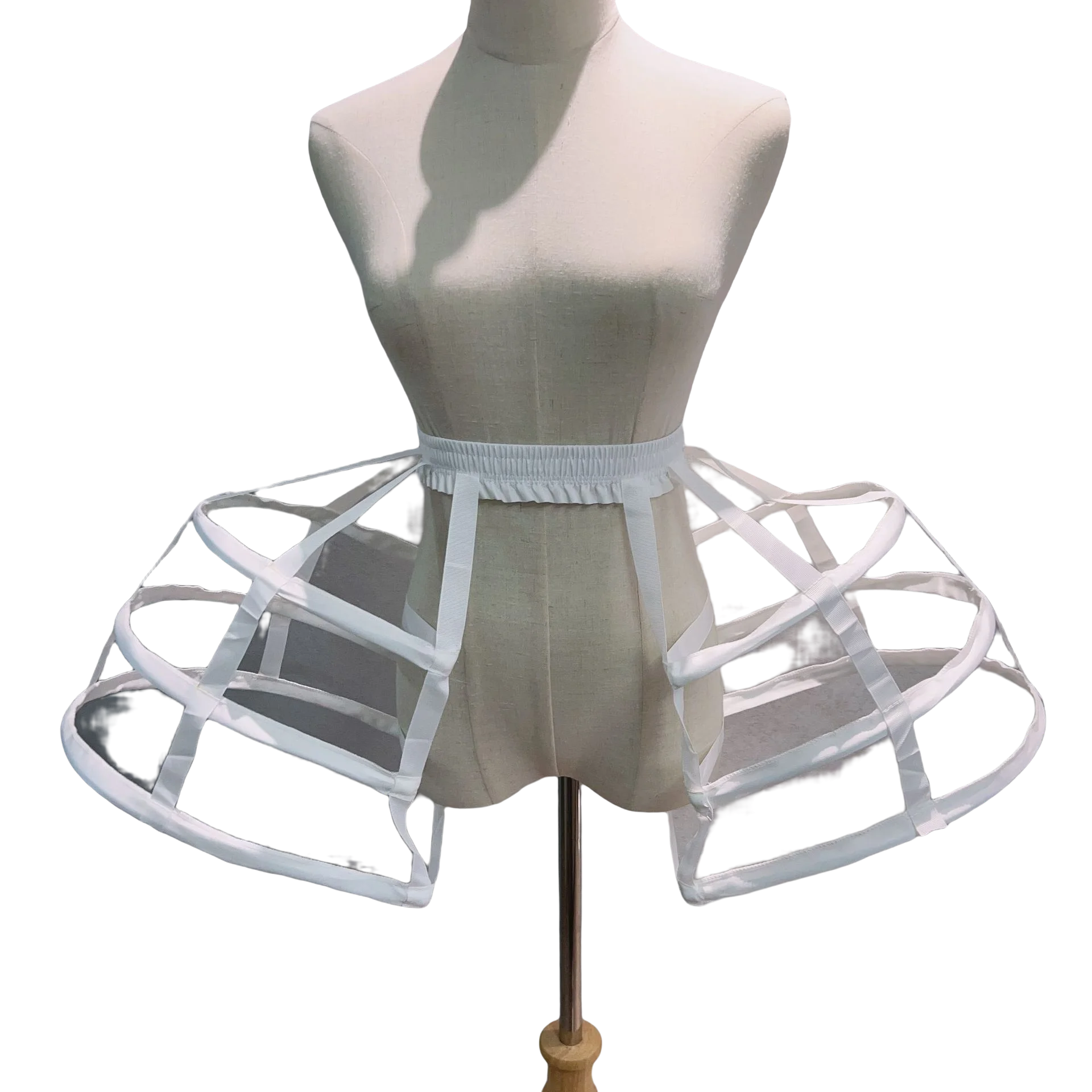 White  Pannier Petticoat Women Victorian Bustle 3-Hoop Hollow Cages Skirt Cosplay Lolita Underskirt Crinoline