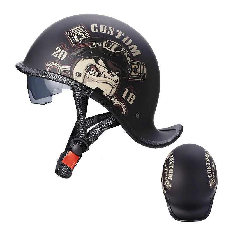 

Motorcycle helmet, flip-up helmet, retro carbon fiber pattern, half helmet for men and women, suitable for riding electric bikes
