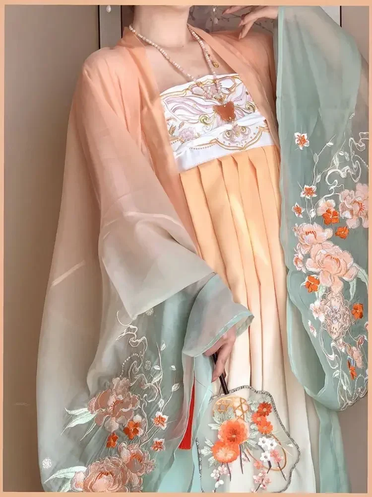 

Chinese Hanfu Dress Women Cosplay Costume Party Outfit Chinese Tang dynasty Ancient Embroidery Gradient Hanfu Dress Plus Size