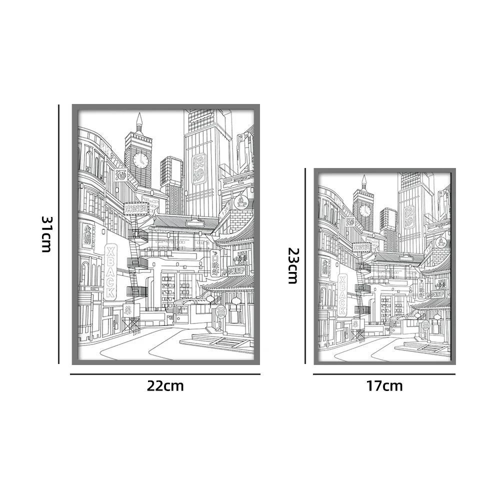 USB Plug Dimming Romantic Home Anime LED Beautiful City Night View Light Painting HD Picture Narrow Bezel Home Decorations Lamp