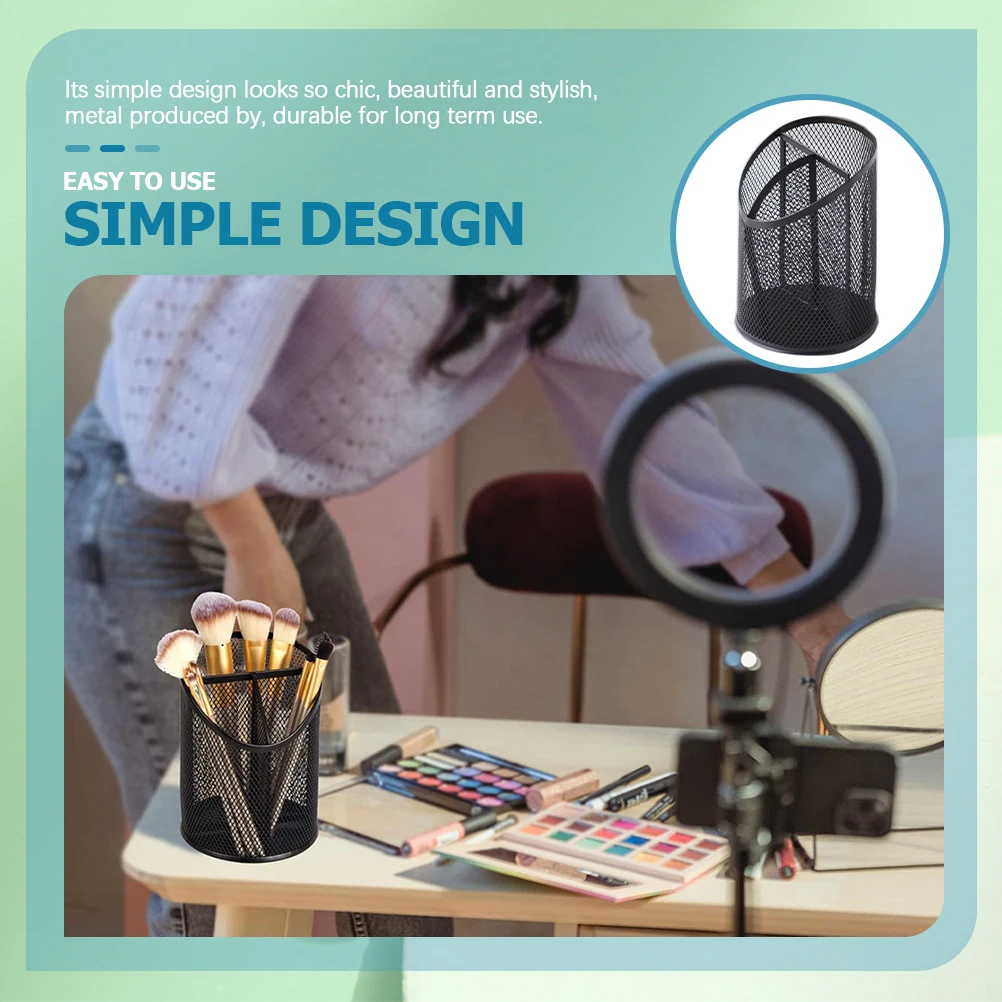 

2 Pcs Pen Holder Stationery Desk Organizer Portapenne Design Astuccio Brush in Metallo Accessori Scrivania Portafoto