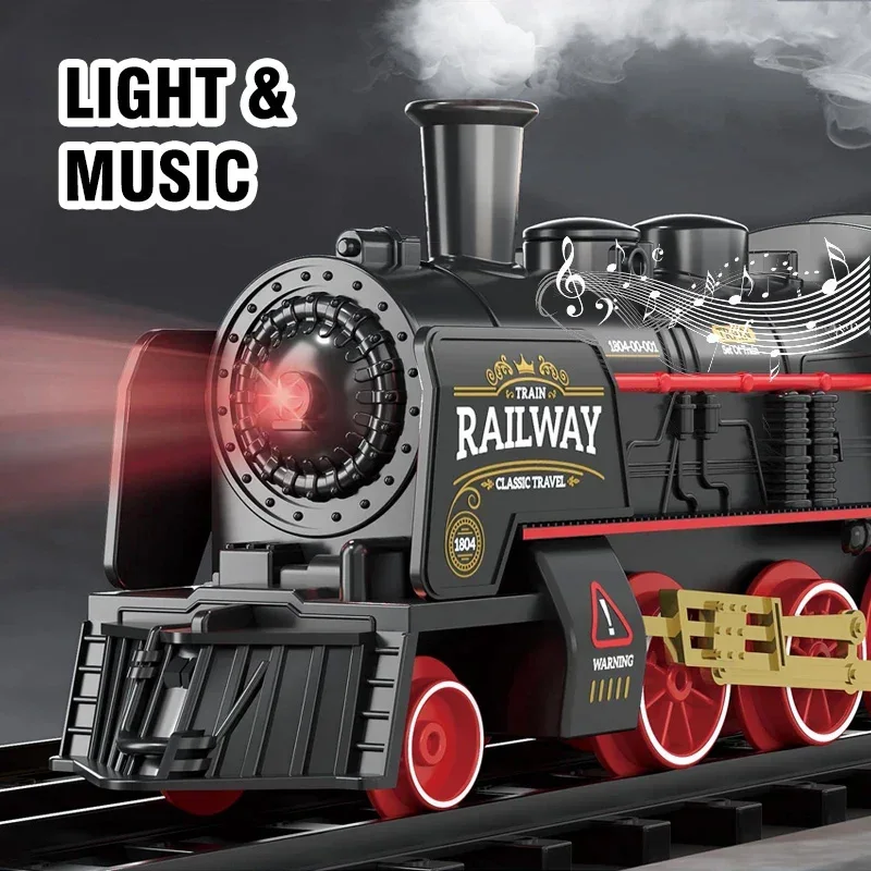 Neues Klassisches Eisenbahn-Spielzeug-Set, Simulierter Retro-Dampfzug mit Licht und Musik, Geburtstagsgeschenk für Kinder