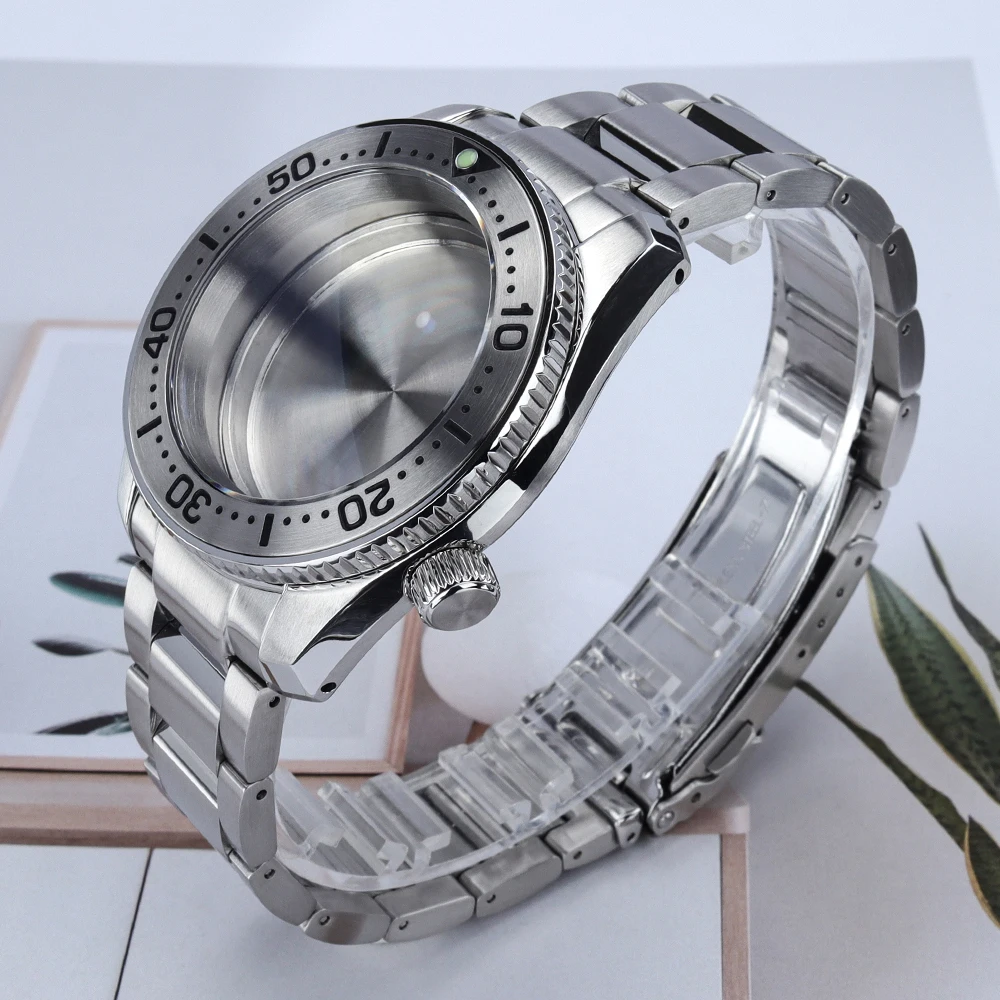 

42mm Men's Watch NH35 Case 316L Steel Bracelet Sapphire Glass For NH35 NH36 NH34 NH38 Movt 28.5mm Dial Mod SPB185/SPB187J1 Parts