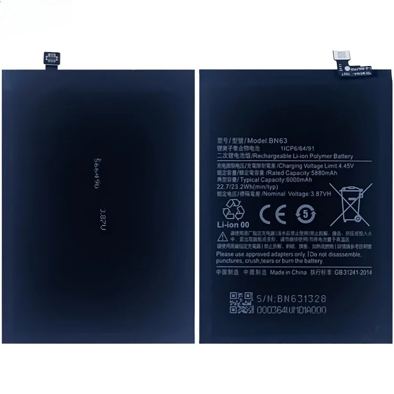 BN63  for Xiaomi RedMi 10/10 PRIME Mobile Phone Battery High Quality High Capacity Replacement Bateria Grade A Cell with Tools