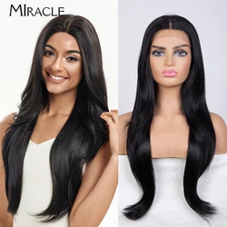 MILAGRE-peruca dianteira do laço sintético para mulheres, macio, reto, ombre, loira, cabelo falso, cosplay, uso diário, feminino, 28