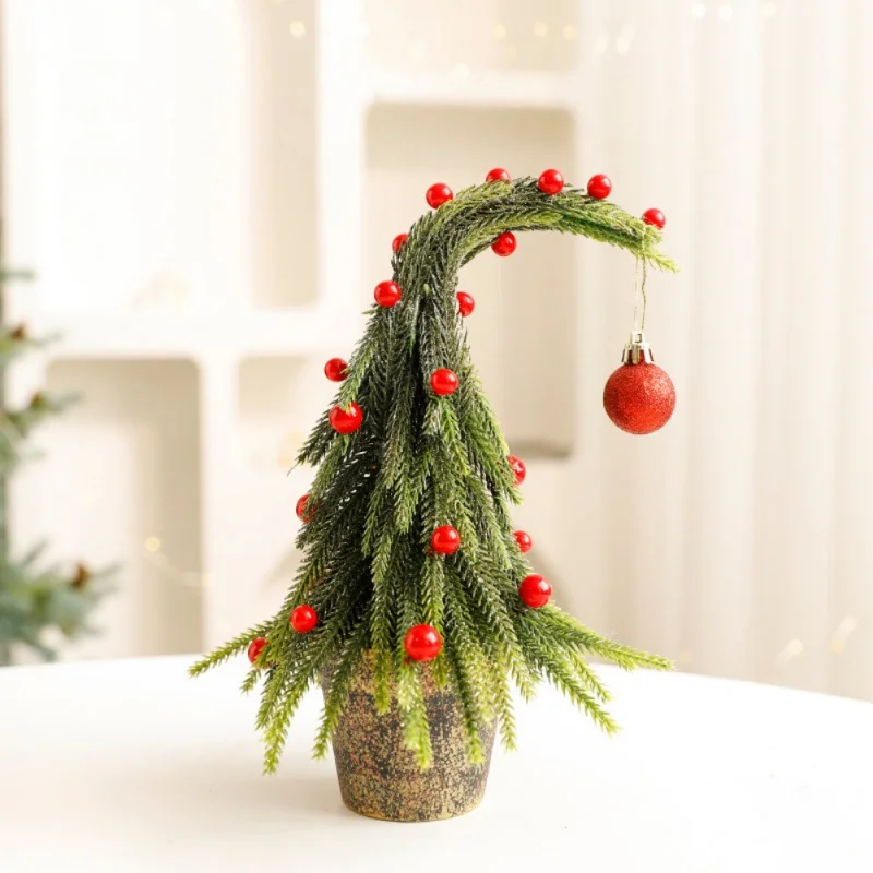 DIY Weihnachtsbaumschmuck Simulation mit hängender Kugel Crooked Neck Weihnachtsbaum Bend Tischdekoration