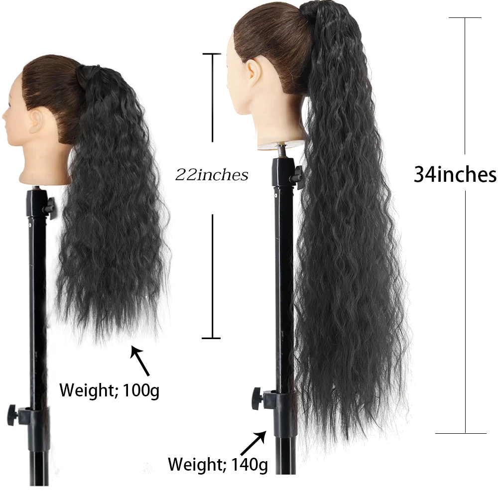 XINRAN Synthetic Long Fake Hair Pieces Drawstring Ponytail Extensions Corn Curly For Women High Temperature Fiber Hair Extension