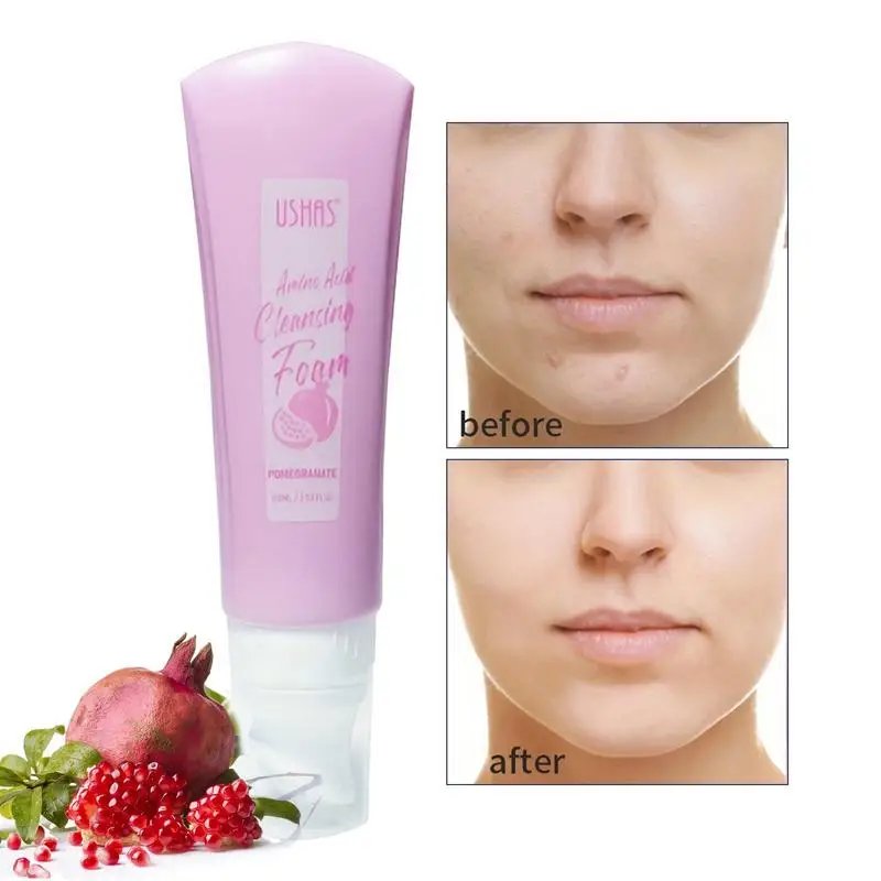 

Face Cleansing Foam Face Wash Cream With Natural Pomegranate Deep Moisturizing Cream Tube Facial Cleanser With Gentle Foaming