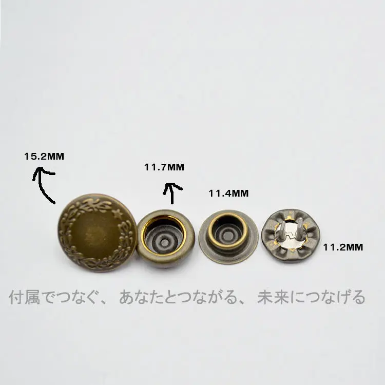 20 Stück Doppelstift-Vier-in-Eins-Schnalle, japanische YKK Bronze Laurel One-Star Version, Retro-Schnappverschluss für Jacken – Detail 6