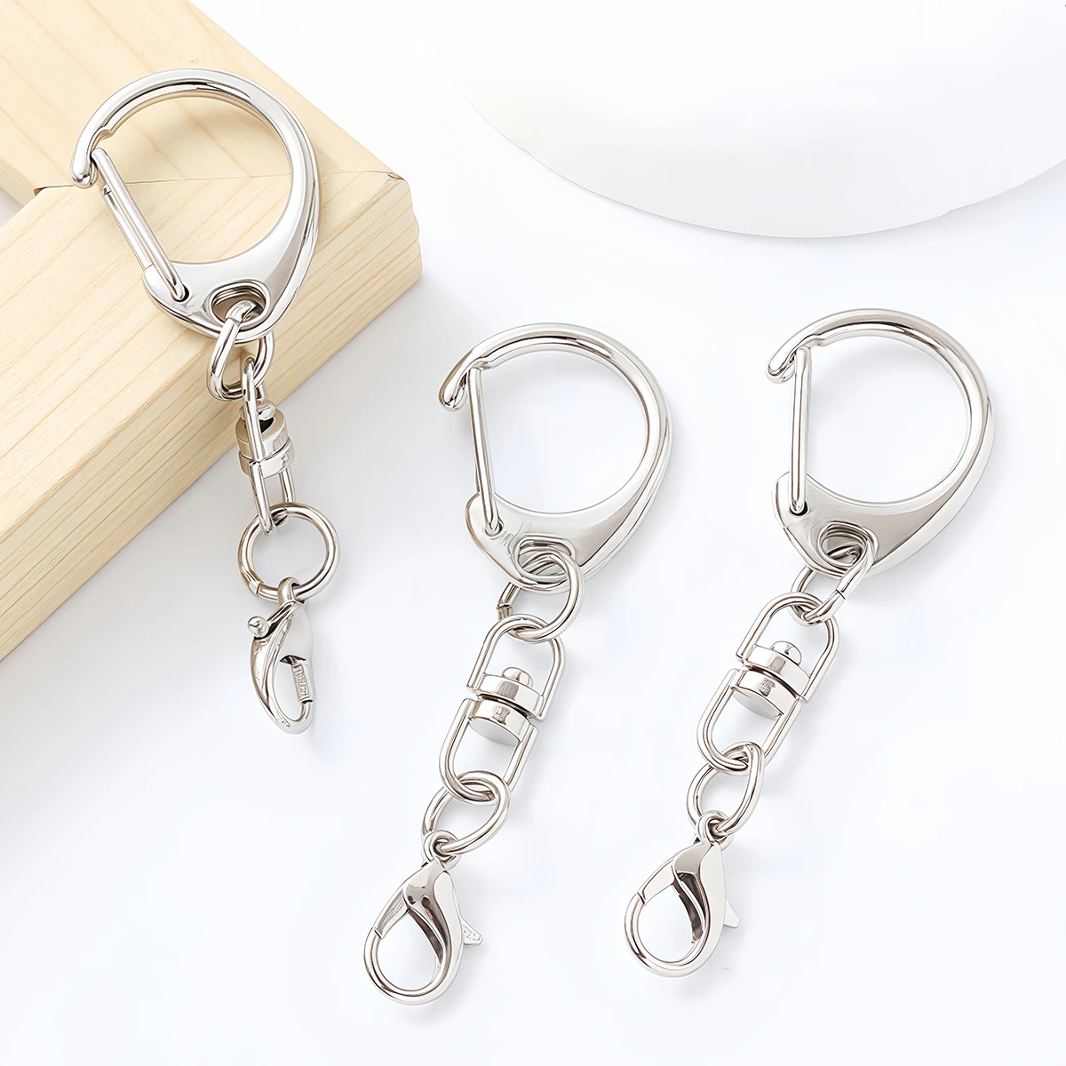 5/10 Stück D-Schnapphaken Schlüsselanhänger Ringe Drehverschluss Schlüsselring mit Karabinerverschlüssen für DIY-Anhänger Schlüsselanhänger-Bastelzubehör – Detail 3