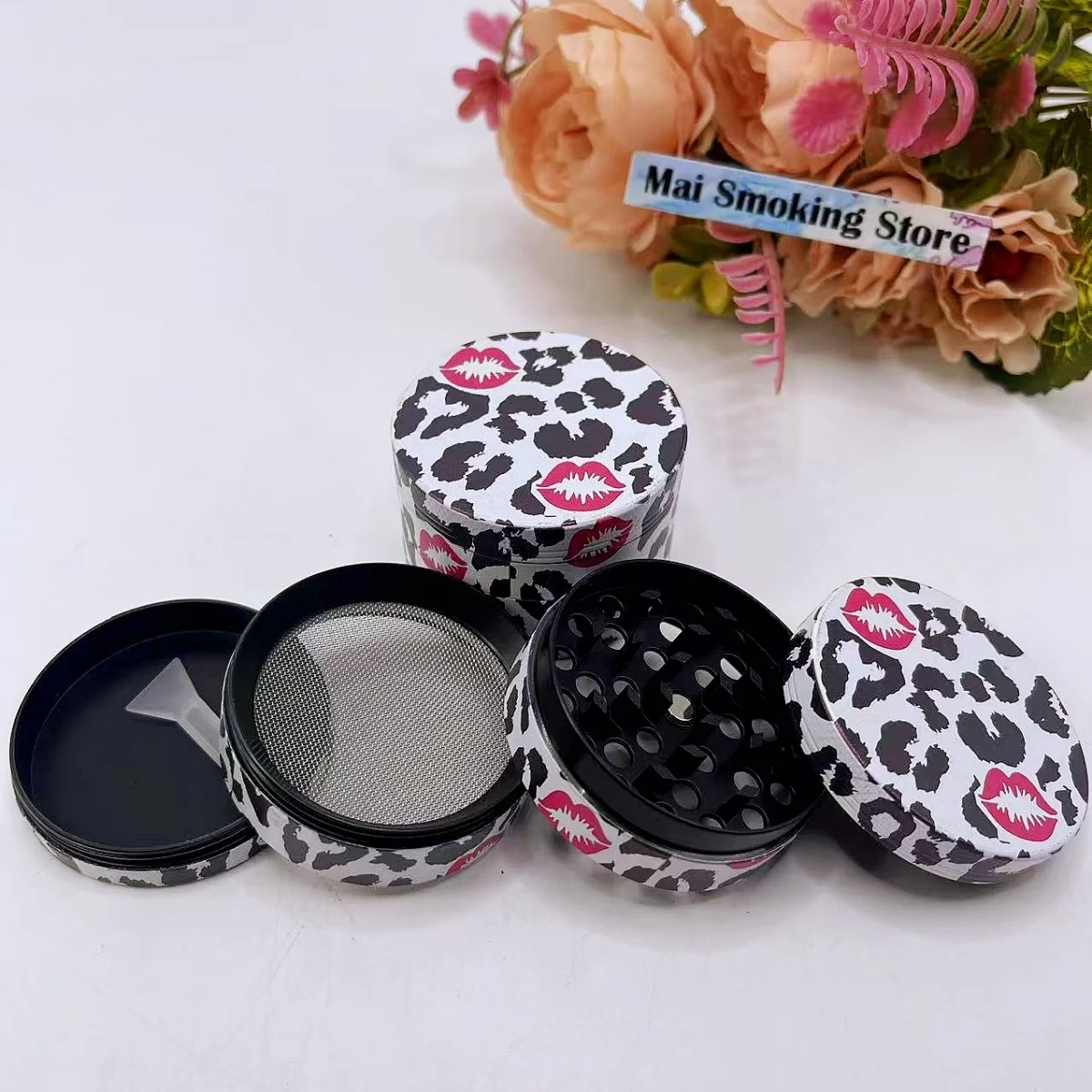2/2.5inch Leopard Print Herb Grinder Manual Pepper Mill Salt Spice Mortar Tobacco Grass  Grinder Smoking Cigarette Accessorie