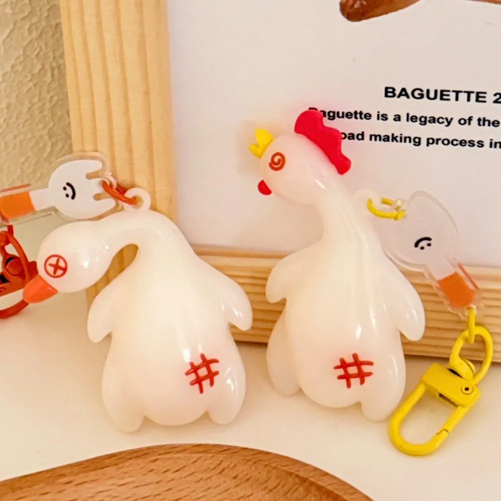 Cartoon Detect UV Color Change Duck Pendant Creative Unique Roast Duck Keyring Funny PVC Roast Chicken Keychain Car Key Pendant