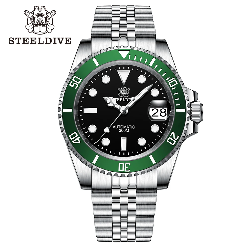 STEELDIVE SD1953 Neues Armband mit gefrästem Verschluss, 41 mm, NH35-Uhrwerk, 300 m wasserdicht, automatische Herren-Taucheruhren, Keramiklünette 6