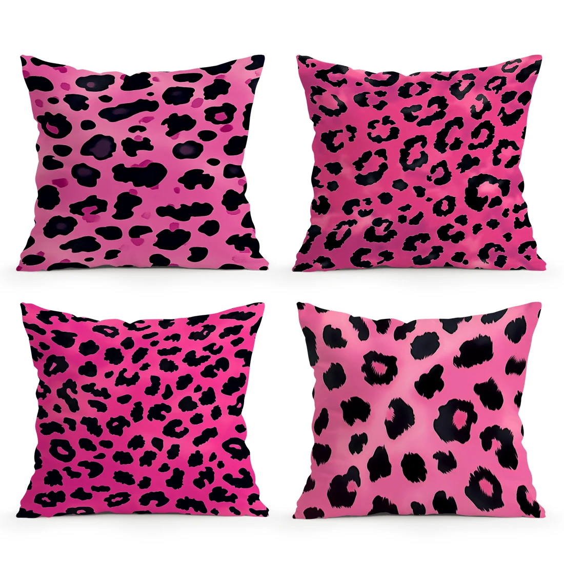 Pink Leopard-Print Double-sided Printed pillow cover Short plush Suitable living rooms bedrooms sofas throw cushion cover