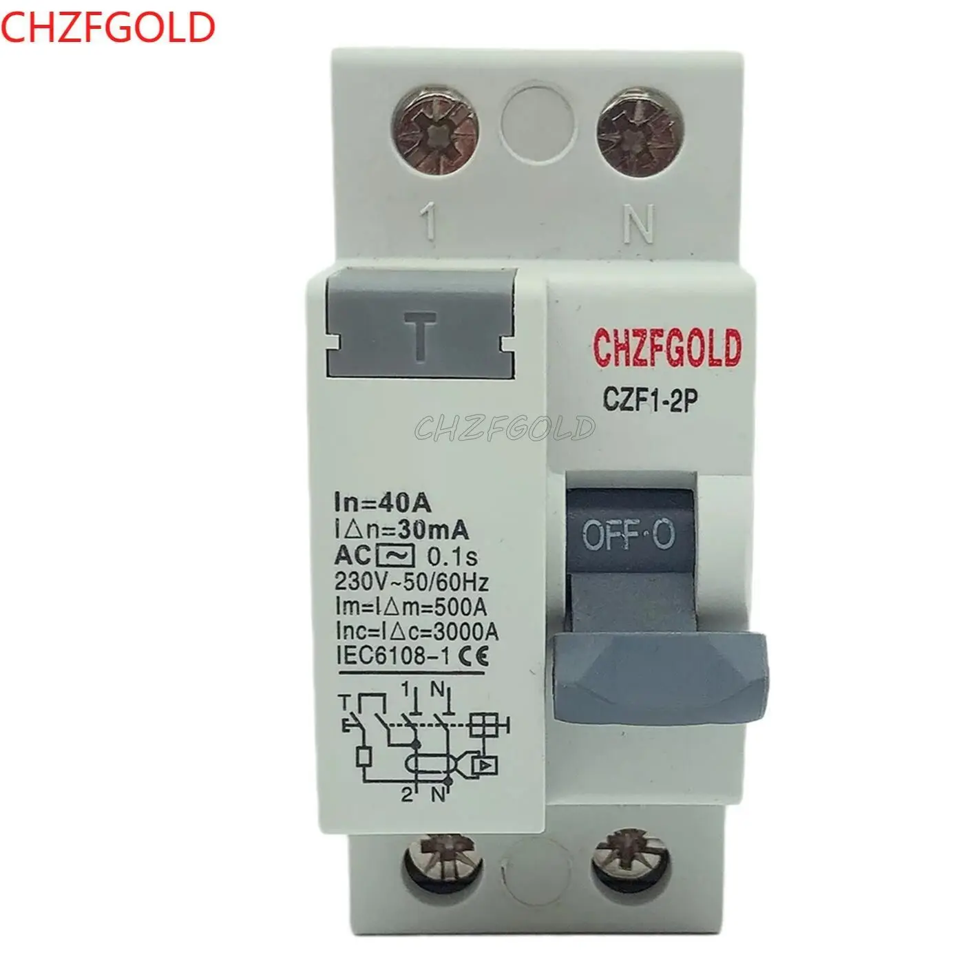 CHZFGOLD Recloser with A Type RCCB RCD ELCB25A  40A 63A 80A 30mA 100mA 300mA Safety Breaker