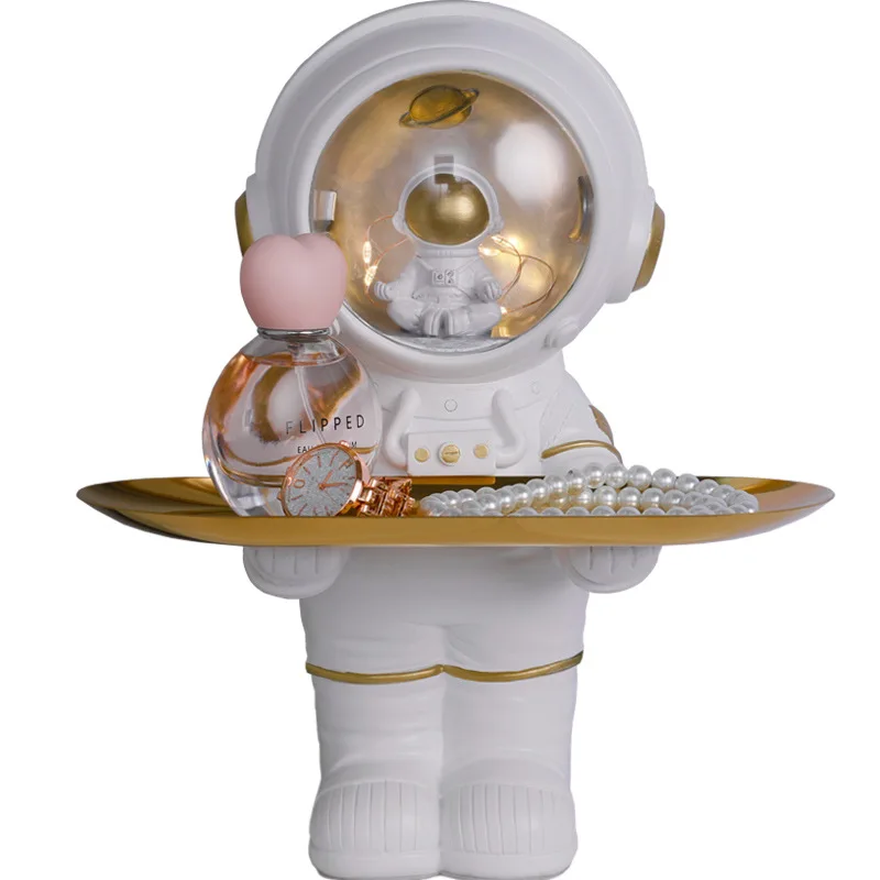 Astronaut Statue Storage Tray, Nordic Astronaut Sculpture Key Tray, Living Room Decoration Ornaments, Home Decor
