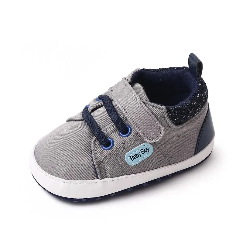 Baby Boy Shoes Canvas High Top Casual Soft Sole Newborn Sport Walking 0-18 Months