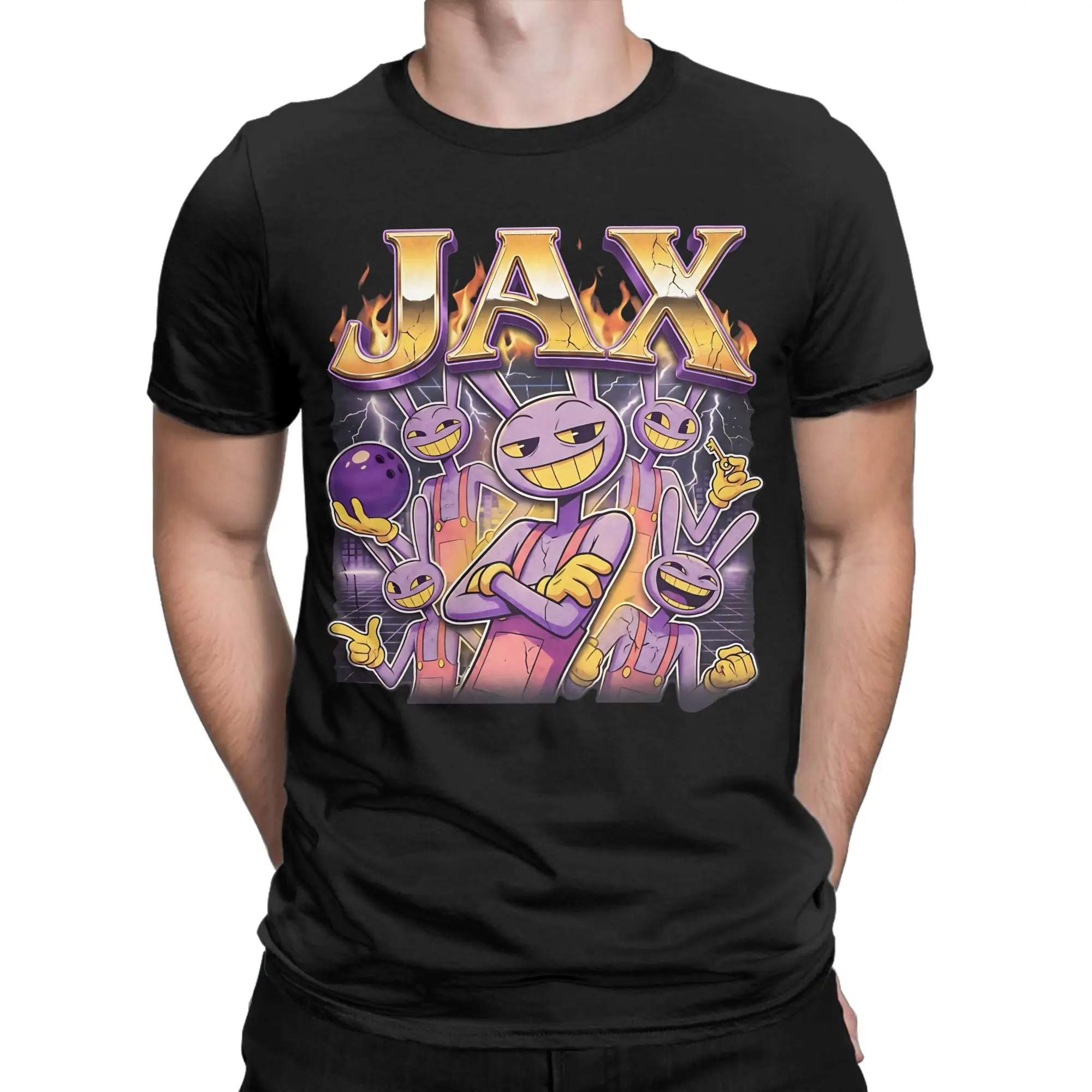 Men JAX Cartoon Digitals Circus T Shirts 100% Cotton Tops Leisure Short Sleeve O Neck Tee Shirt 4XL 5XL T-Shirt
