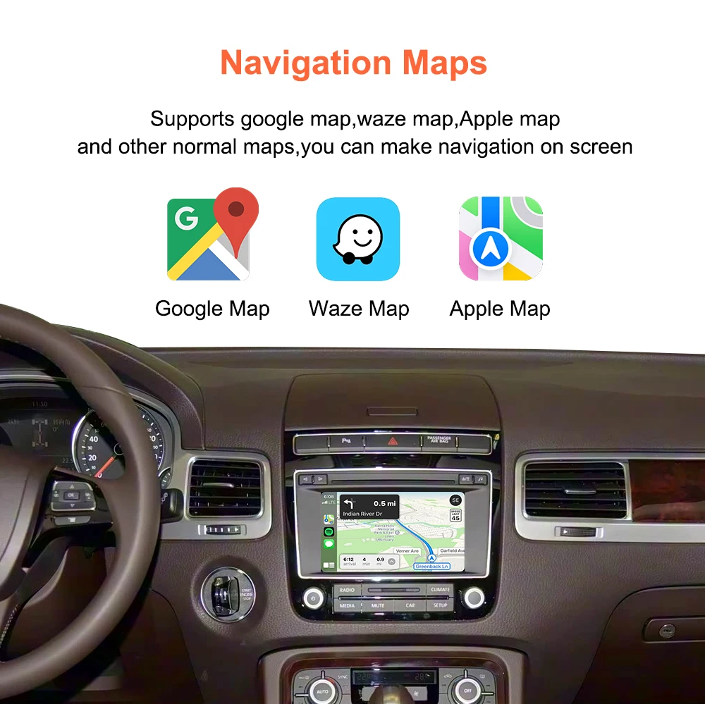 Bonroad Wireless Carplay Android Auto Retrofit Decoder Box für Volkswagen Touareg mit 6,5-Zoll-Bildschirm RCD550 2011–2018 Mirroring – Detail 10