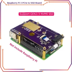Raspberry Pi 5 PCIe to M.2 NVMe SSD Supports Gen2/3 Fit Size 2230 2242 2280 PCIE SSD Expansion Board For Pi5 RPi 5