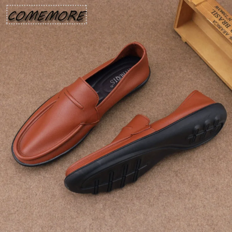 Men Casual Shoes Italian Style Male Business Dress Loafers Moccasins Slip On Flats Breathable Leather Party Banquet Footwears