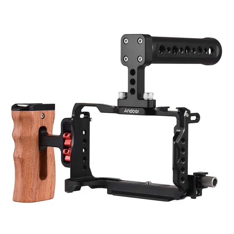 

Andoer Camera Cage + Top Handle + Side Hand Grip Protective Cage Kit Aluminum Alloy Camera Video Cage