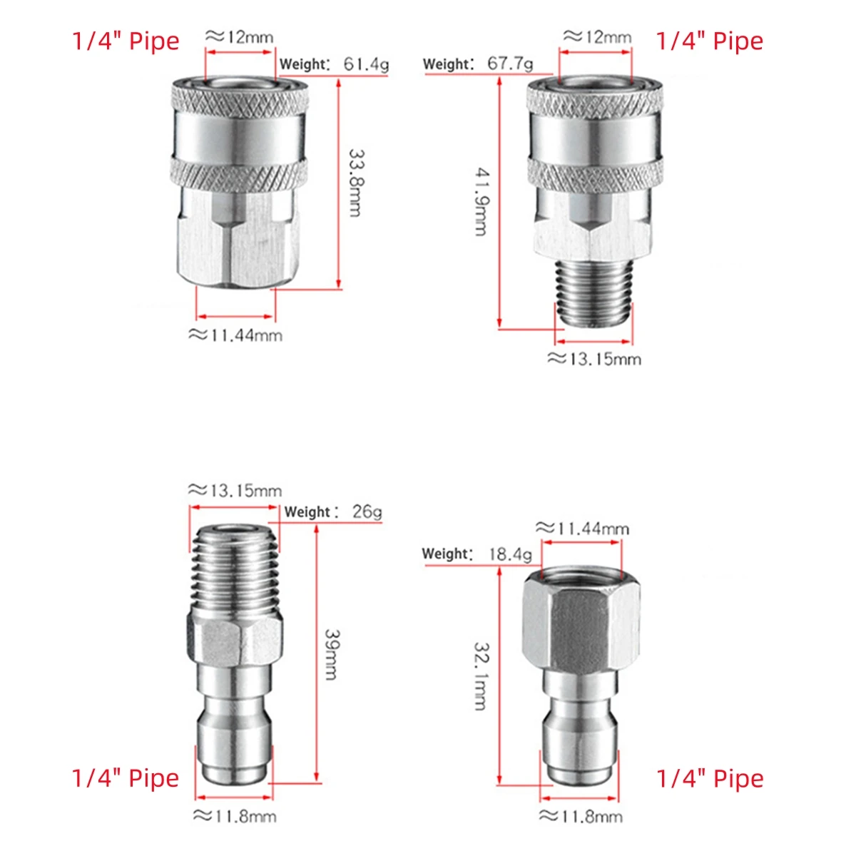 Imagem -02 - Pistola de Água Conector Rápido Rosca Fêmea Rosca Lavadora de Pressão Acoplador g1 Npt 1pc Tubulação Aço Inoxidável 304