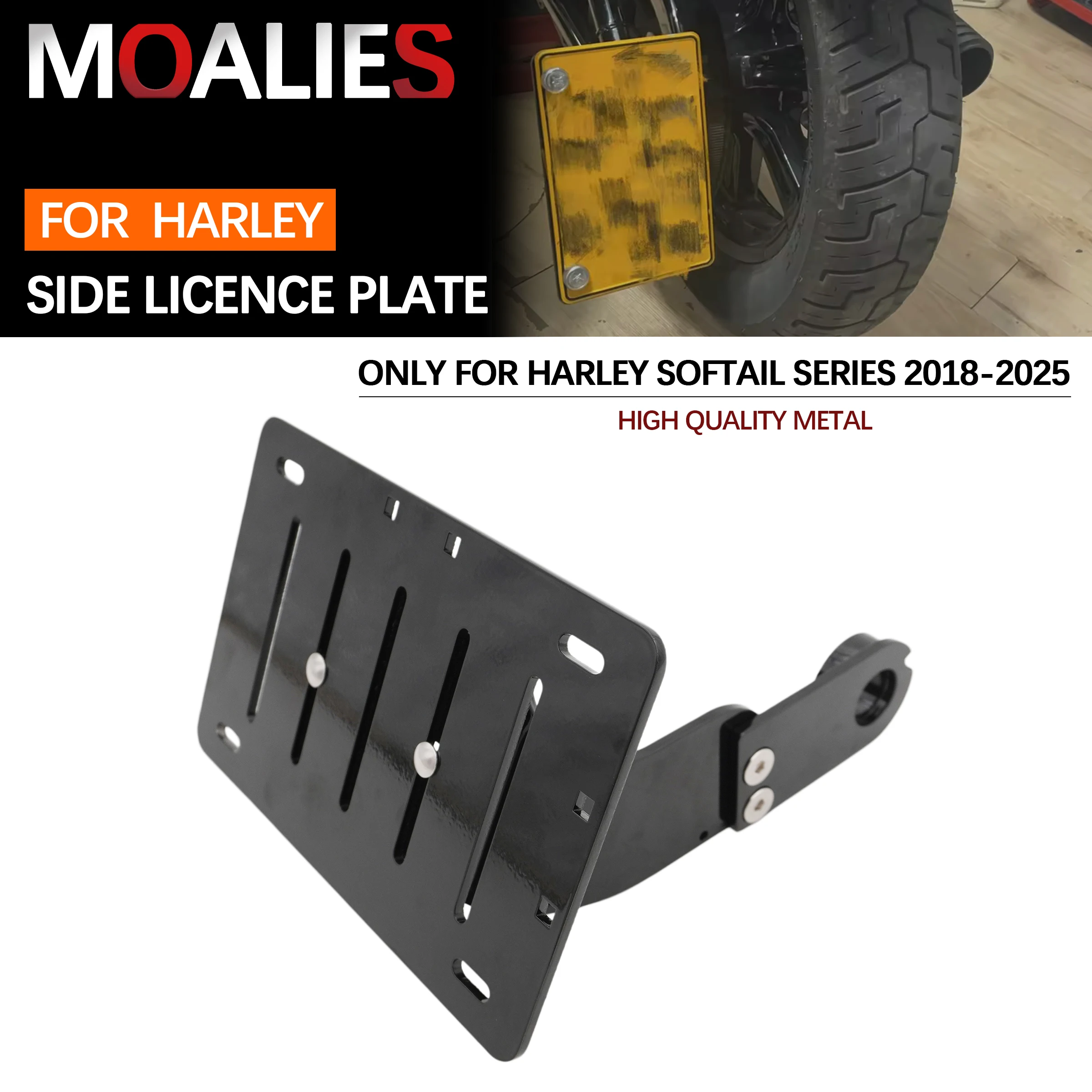 Комплект для смещения номерного знака с боковым креплением для Harley Softail Breakout Deluxe Street Bob Fat Boy Sport Glide 2018-2025