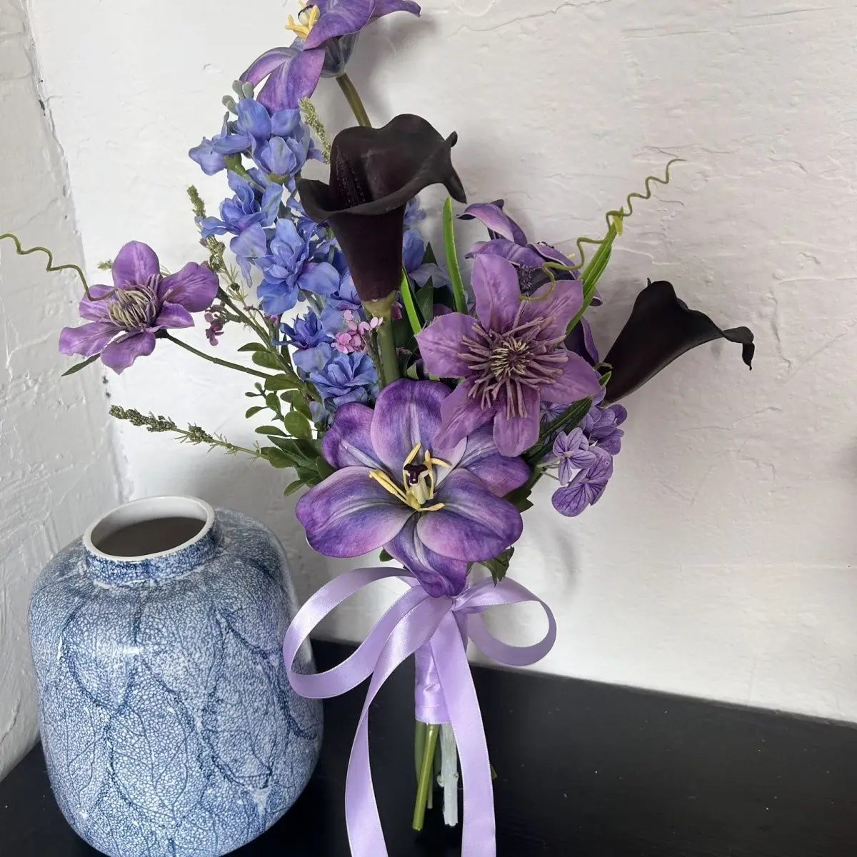 Bouquet bridal flower fake flower purple wedding photo Korean shooting props certificate flower decoration