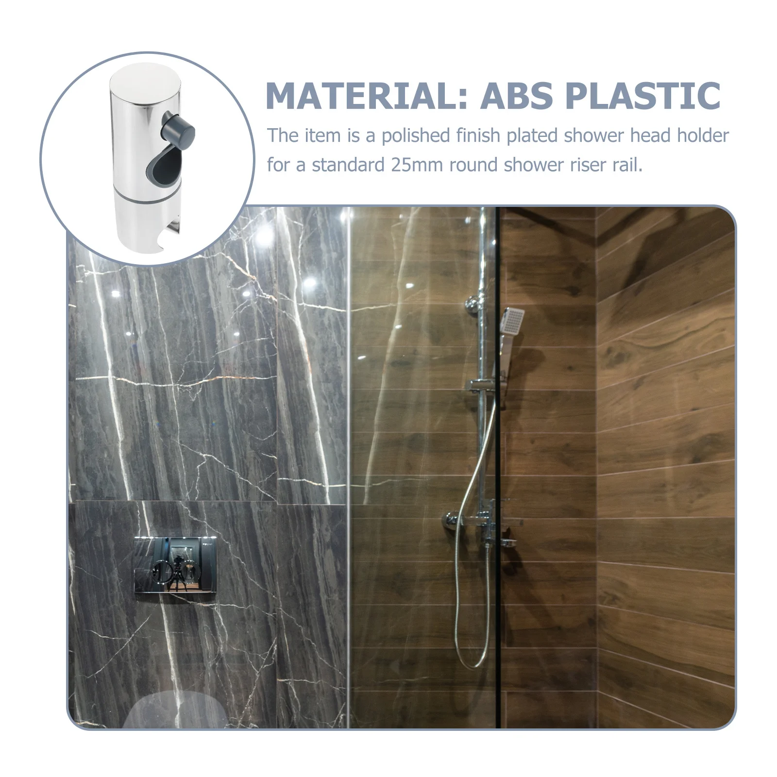 

Держатель насадки для душа Полированная отделка Регулируемый угол высоты Подходит для 25 мм круглых направляющих Кронштейн для держателя распылителя для ванной комнаты