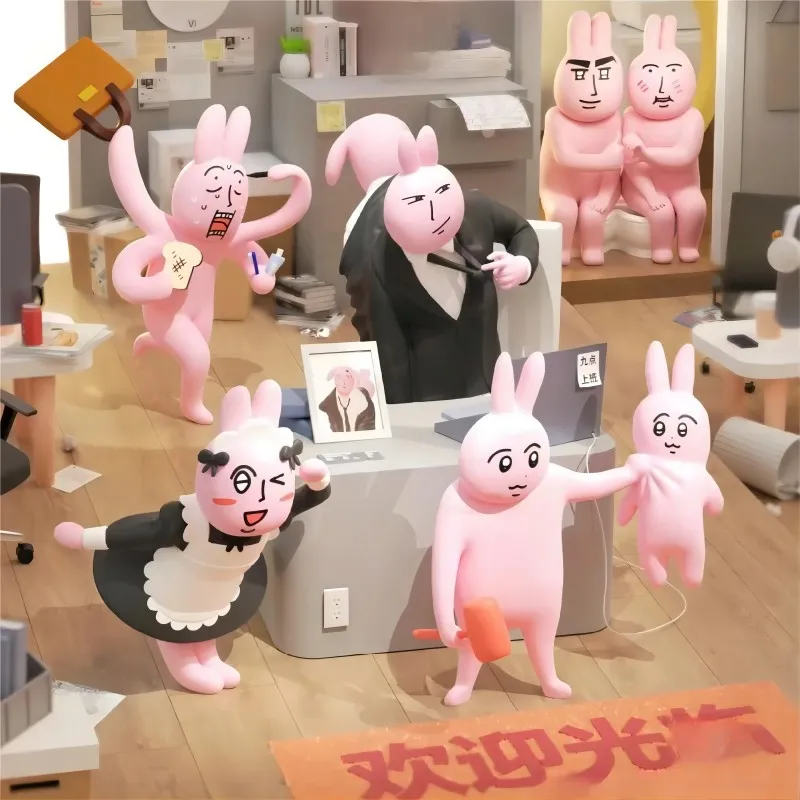 

Подлинная серия Plzdot Pink Rabbit My Friends, слепая коробка, милая абстрактная модная игра, милая кукла ручной работы, украшение, праздничные подарки