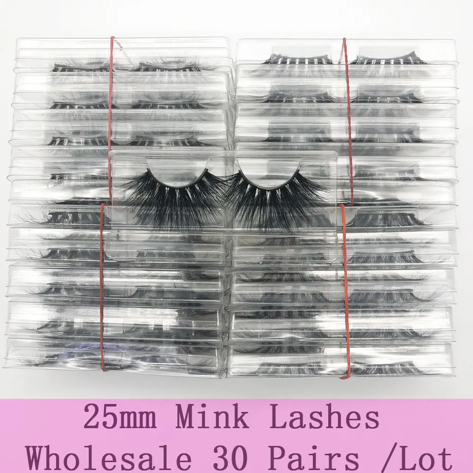 

Wholesale 30 Pairs 3D Mink Lashes 25mm Mink Eyelashes Fluffy Lash Soft Full Thick Wispy Eyelash Dramatic False Eyelashes Makeup