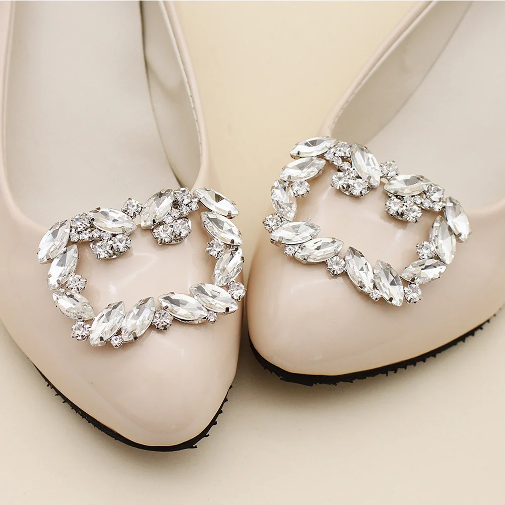 

1Pair Rhinestone Crystal Shoe Buckles Decorative Bridal Shoe Clips Stylish Accessories for Sandals Flats Pumps Wedding