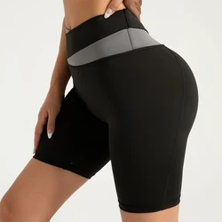 Pantalones cortos deportivos para mujer, pantalones cortos informales a juego de colores, tendencia de Fitness, pantalones cortos deportivos ajustados atléticos de alta elasticidad para gimnasio, secado rápido