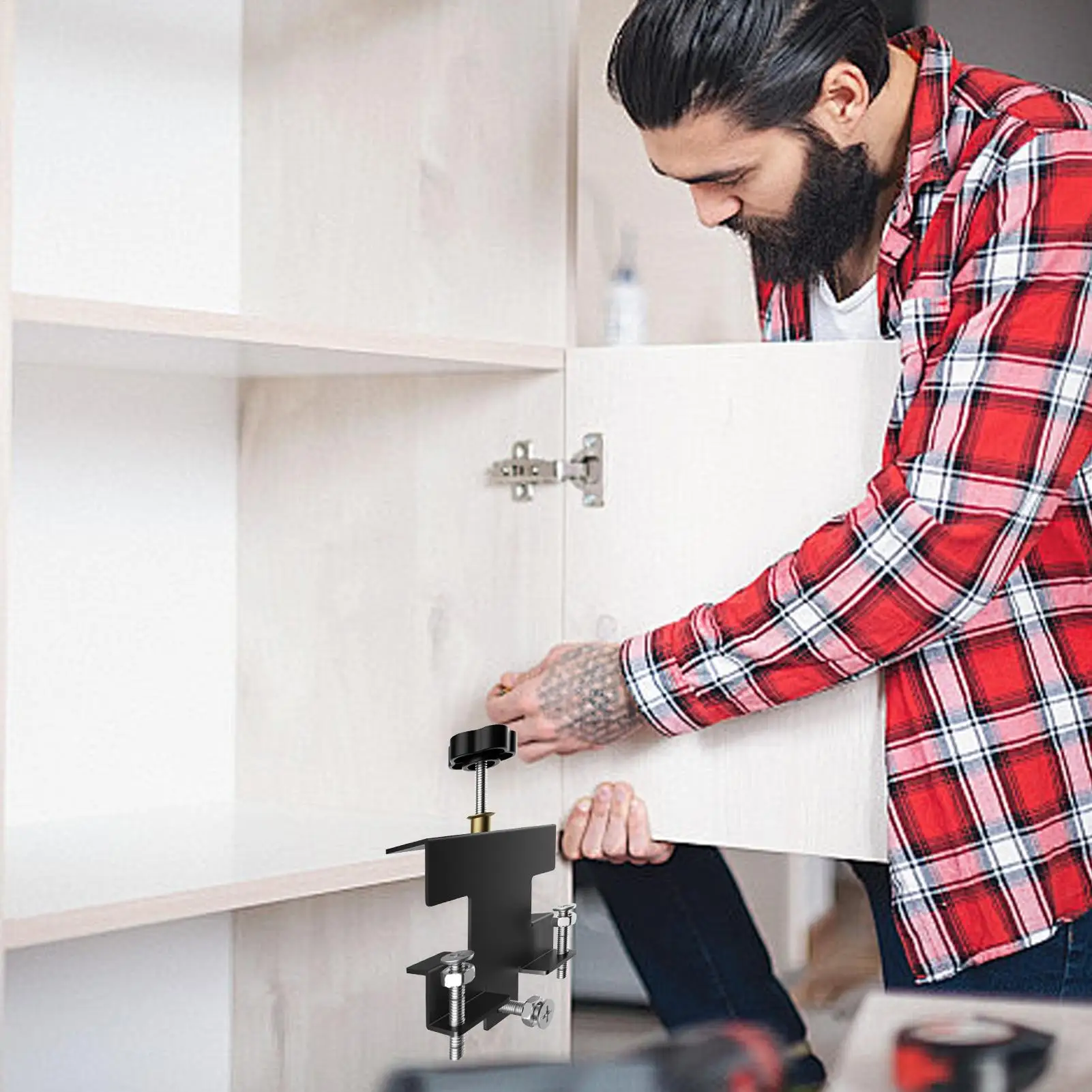 

Cabinet Door Positioning Tool Quick Alignment Metal Adjustable Cabinet Hinge Jig Mounting Positioning Tool For Installing