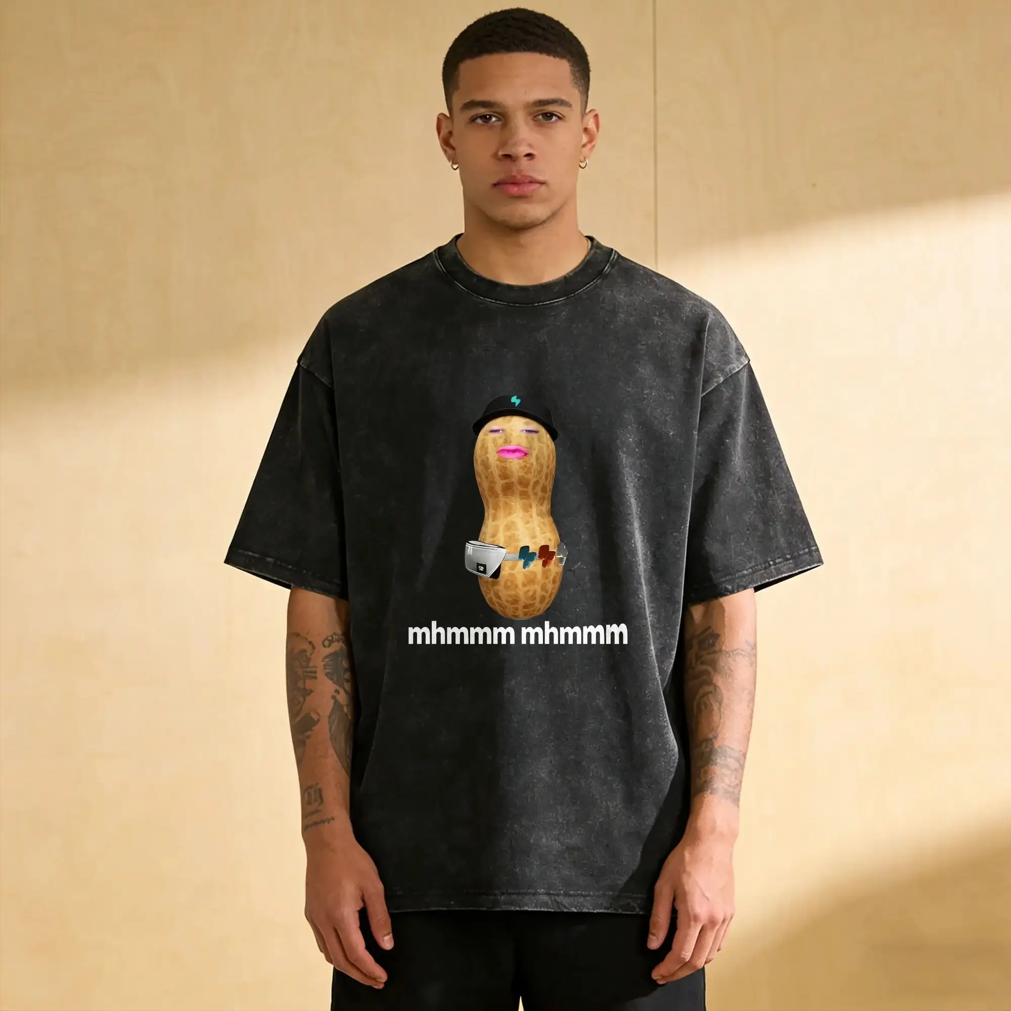 The Burnt Peanut GOOP Meme Washed T Shirt Men  Streetwear Casual T-Shirts Beach  Hip Hop Tee Shirt Printed Plus Size Clothing