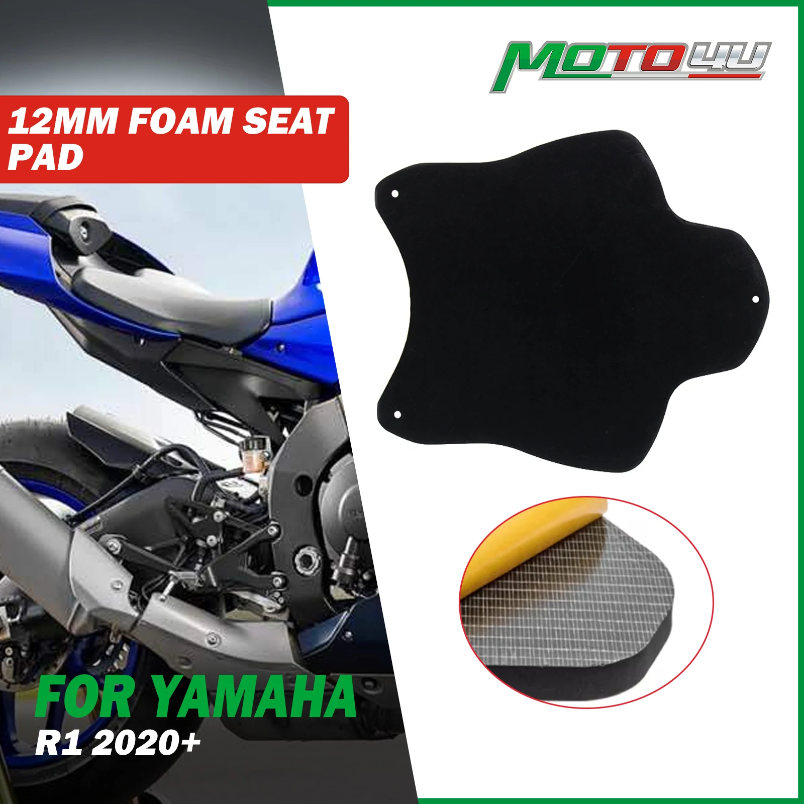 For YAMAHA YZF R1 2020 2021 2022 Motorcycle 12MM Foam Seat Pad Racing Seat Pad Adhesive Customize Accessories