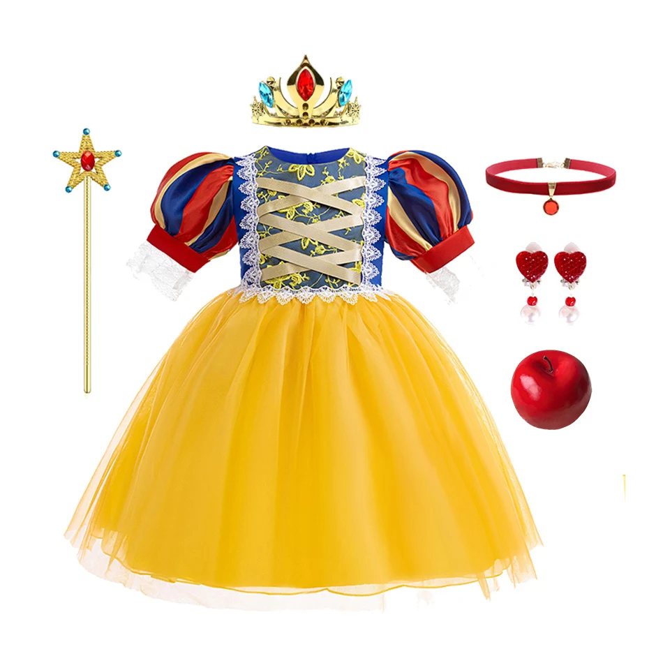 

Платье принцессы Белоснежки для девочек, детское платье для косплея на Хэллоуин, аниме, ролевая игра, маскарадный костюм, платье для дня рождения