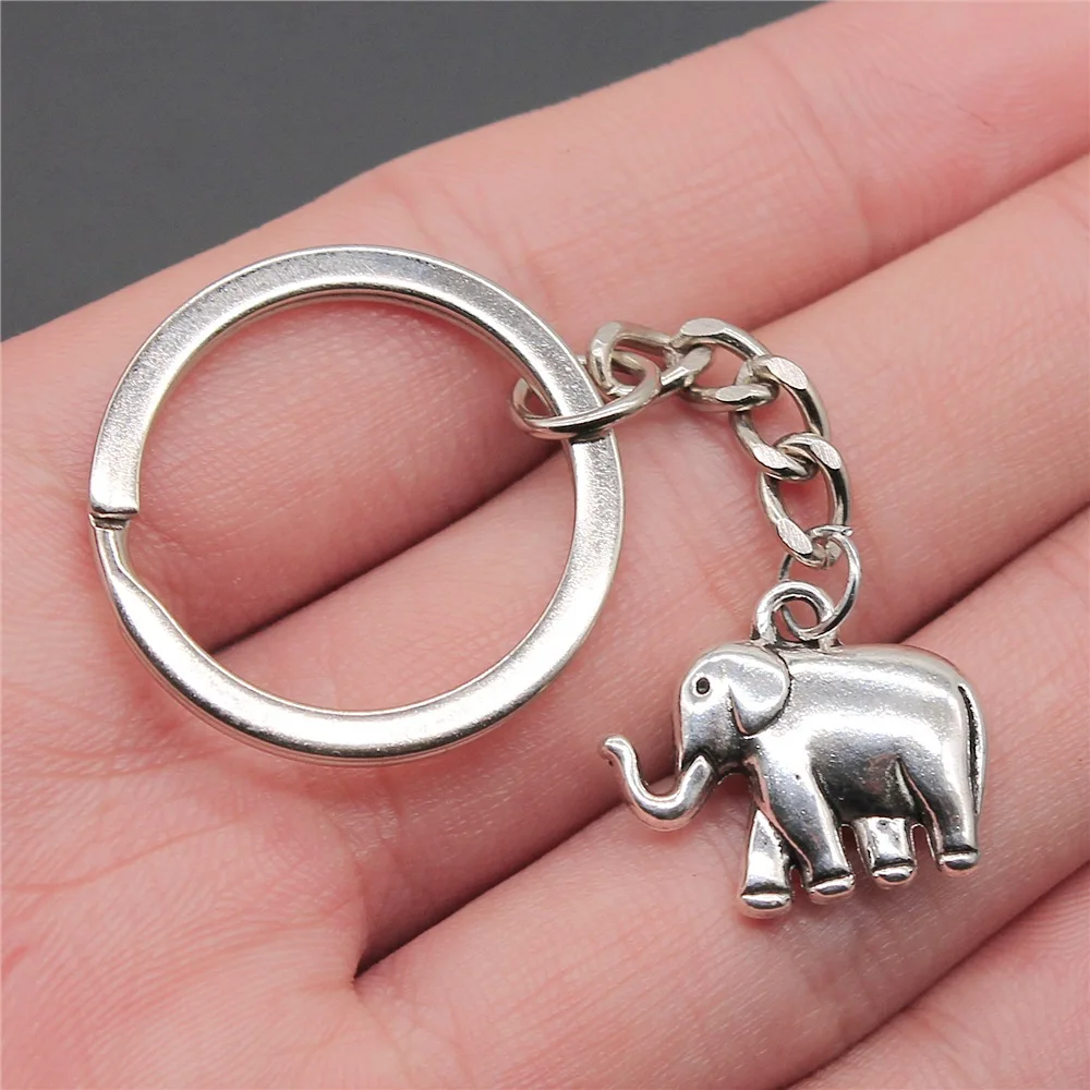 Woemn Men Keychain Antique Silver Color 21x18x5mm Elephant Pendant Keyring Gift
