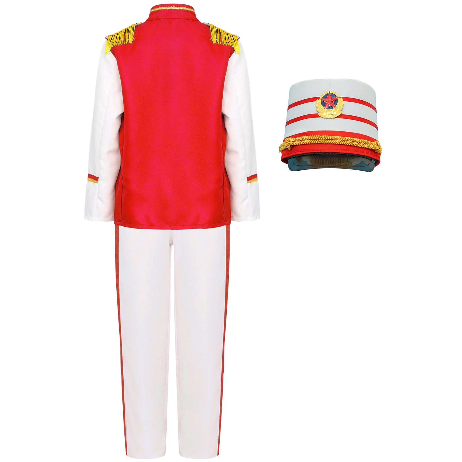 Boys Girls Marching Band Drummer Trumpeter Leader Costume School Honor Parade Stage Performance Suits Halloween Cosplay Dress-up