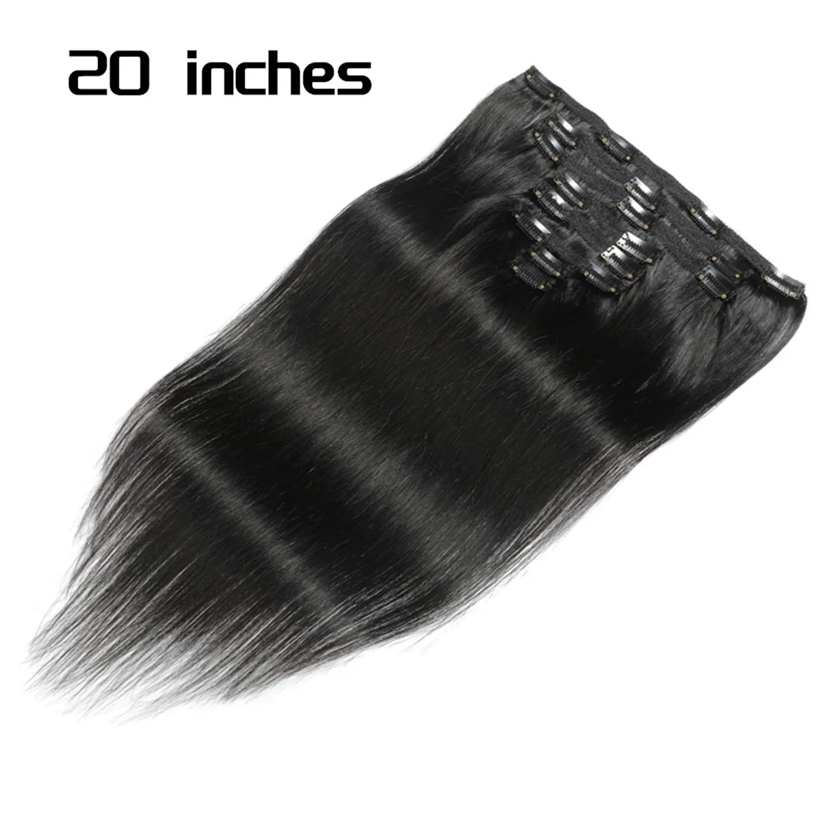 20Inch Clip in Extensions Human-Hair Clip Straight Hair Extensions Seamless Skin Weft Clip-on Hair Pieces