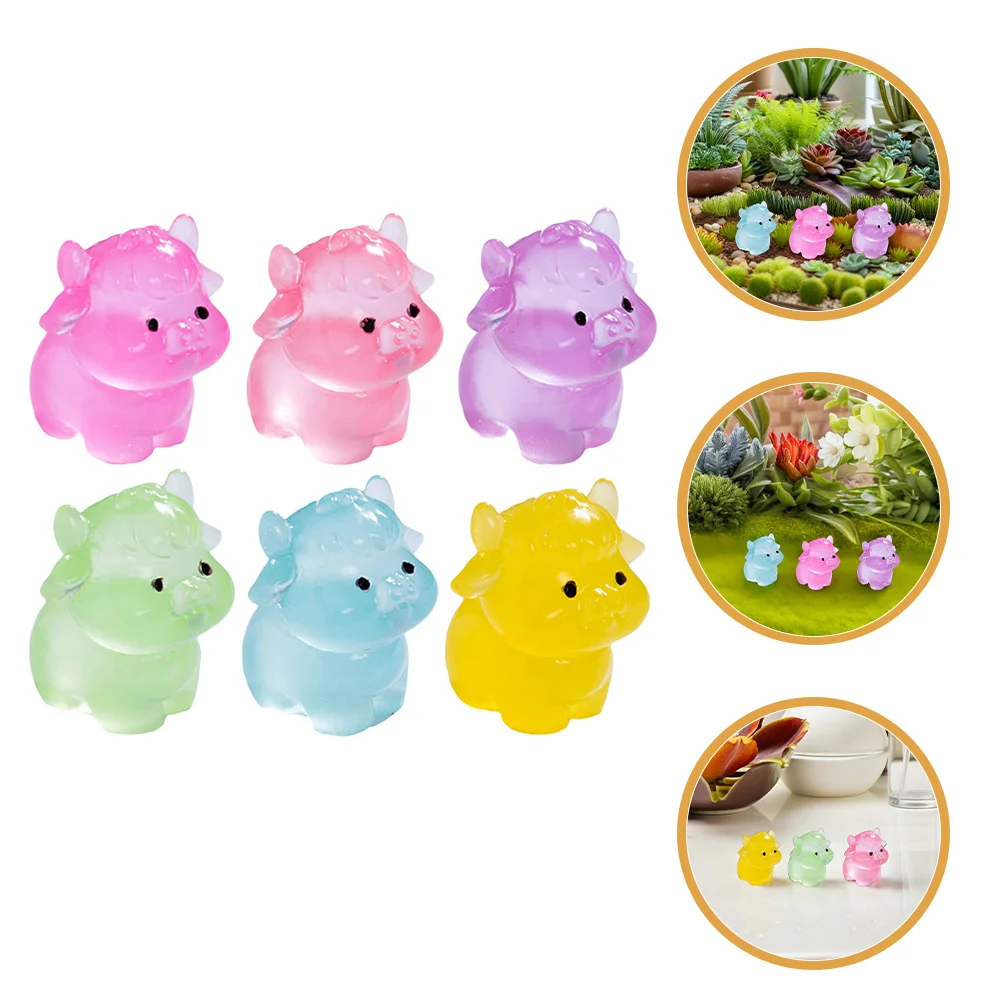 

18Pcs Mini Resin Yaks Luminous Night Light Figurines DIY Creative Micro Landscape Decor Accessories Resin Figurines